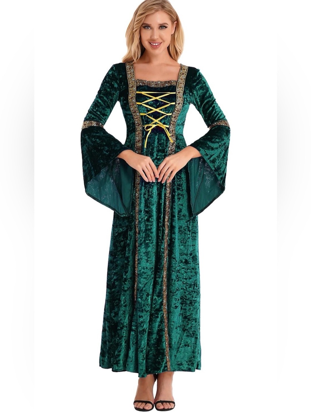 Women's Velvet Medieval Renaissance Dress Halloween Costume Cosplay